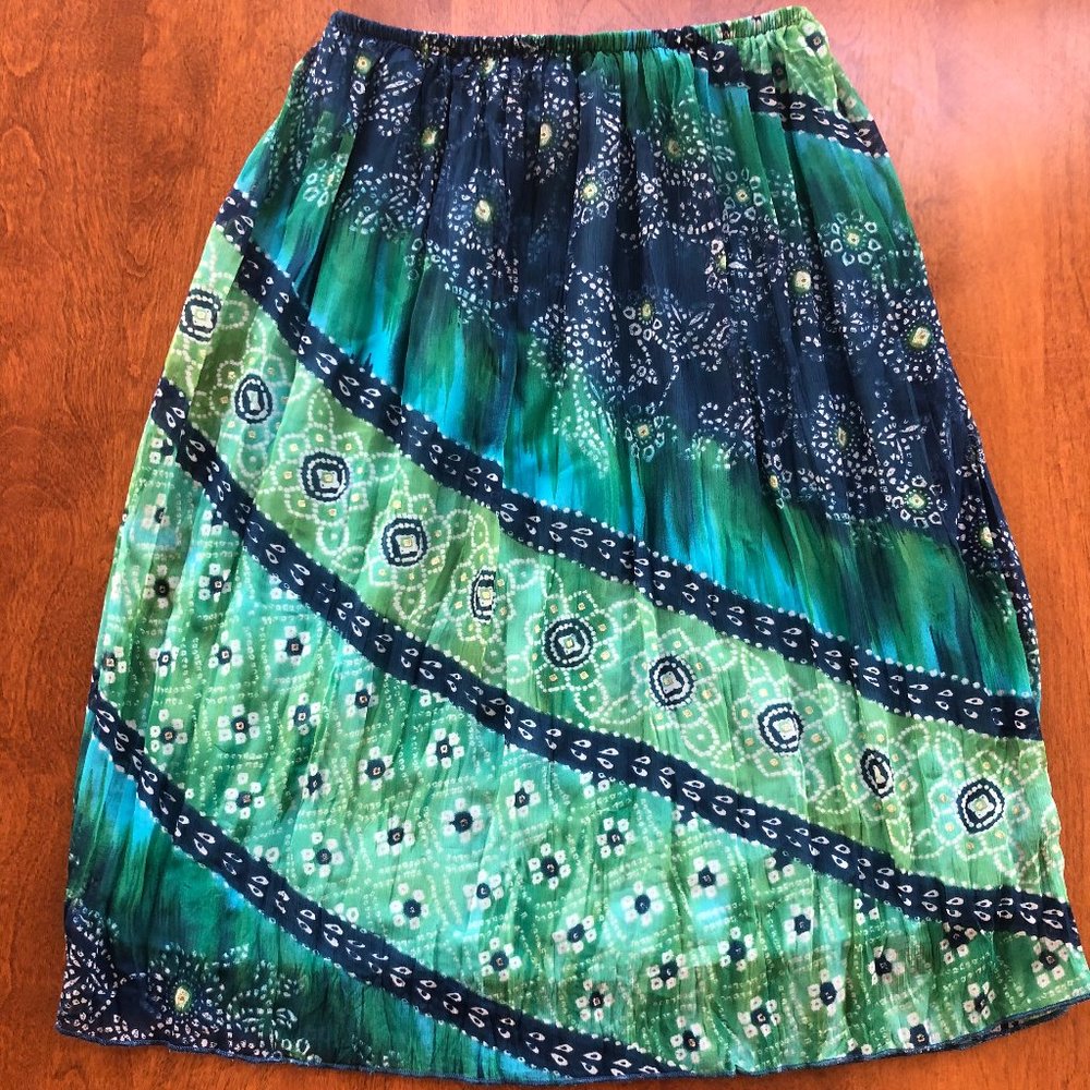 Xhilaration Blue and Green Sheer Print Skirt